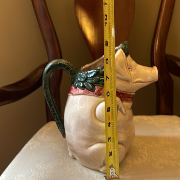 Majolica Orchies C2 antique ceramic pig pitcher, wine jug, made in France - Picture 12 of 13